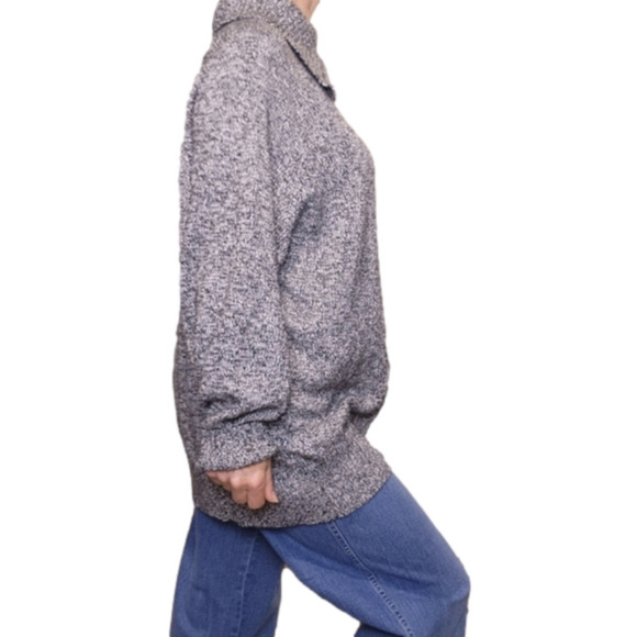 SIZE 1X Knit Sweater Turtleneck Cotton Black and white Long sleeves KAREN SCOTT - Picture 3 of 15